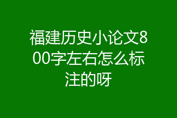 福建历史小论文800字左右怎么标注的呀