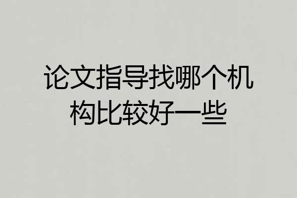 论文指导找哪个机构比较好一些