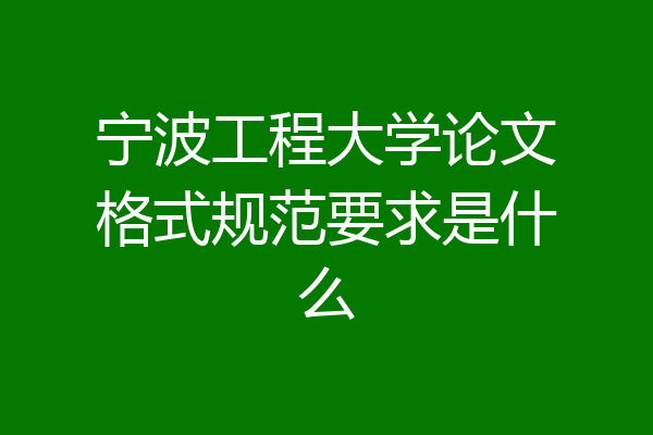 宁波工程大学论文格式规范要求是什么