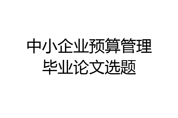 中小企业预算管理毕业论文选题