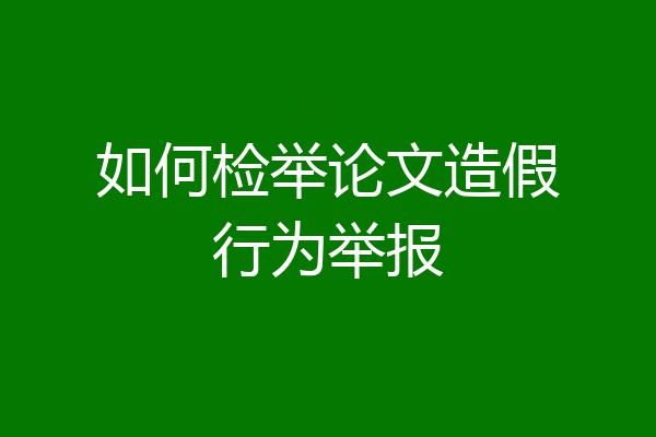 如何检举论文造假行为举报