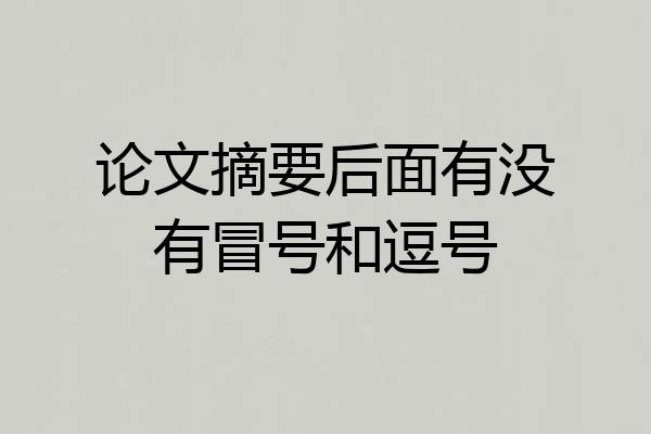 论文摘要后面有没有冒号和逗号
