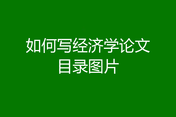 如何写经济学论文目录图片