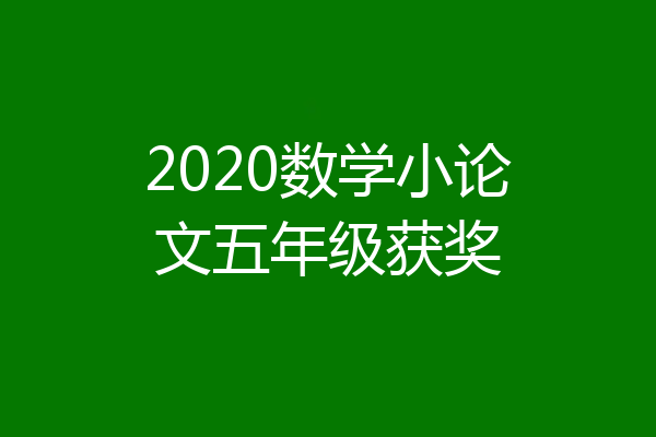 2020数学小论文五年级获奖