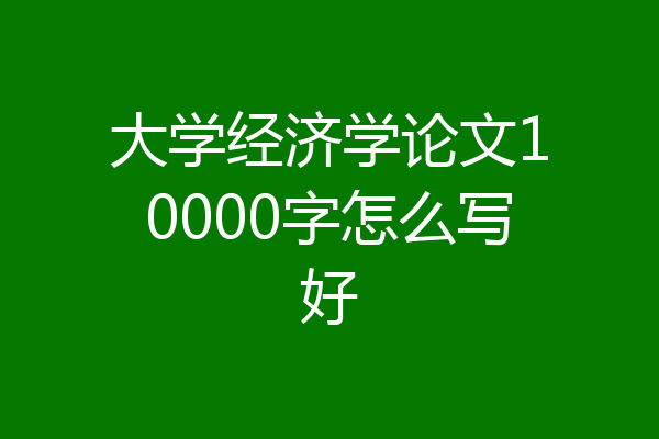 大学经济学论文10000字怎么写好