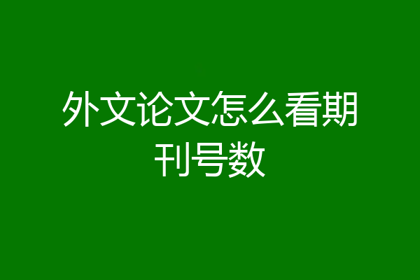 外文论文怎么看期刊号数