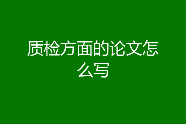 质检方面的论文怎么写