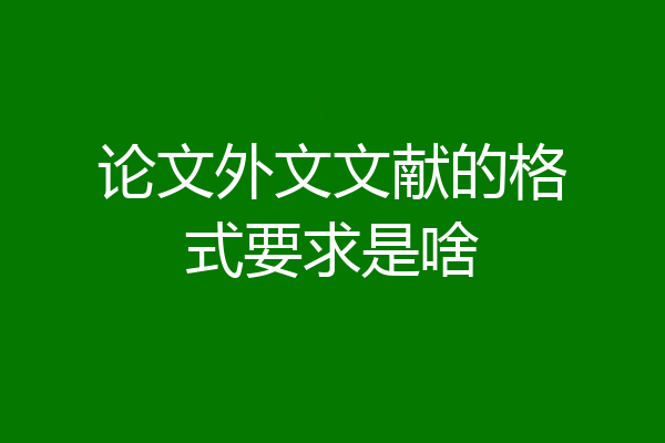 论文外文文献的格式要求是啥