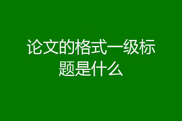 论文的格式一级标题是什么