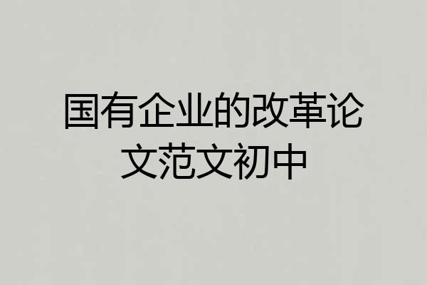 国有企业的改革论文范文初中