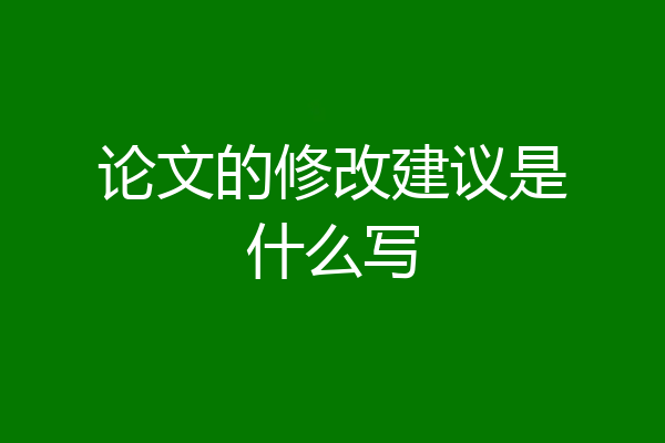 论文的修改建议是什么写