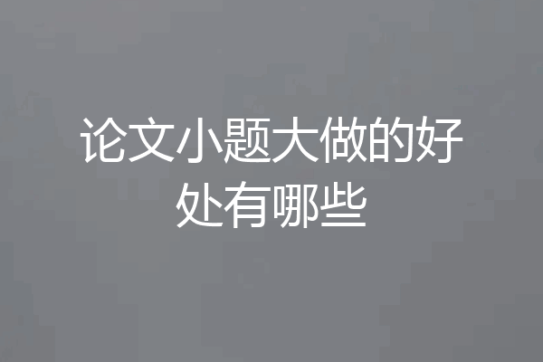 论文小题大做的好处有哪些