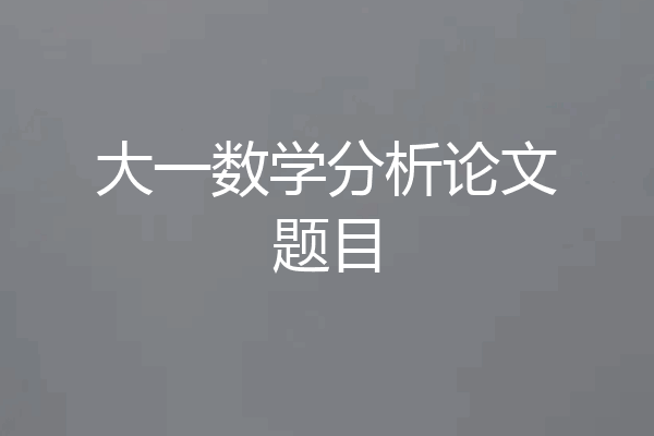 大一数学分析论文题目