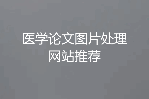 医学论文图片处理网站推荐