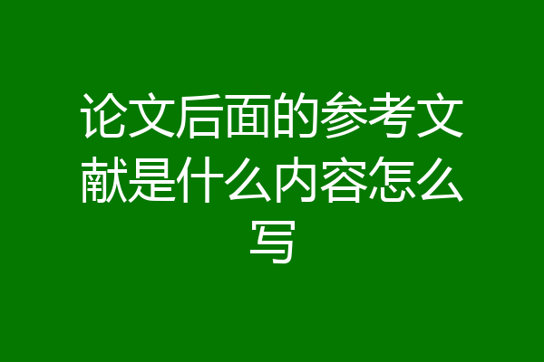 论文后面的参考文献是什么内容怎么写