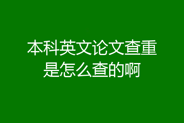 本科英文论文查重是怎么查的啊