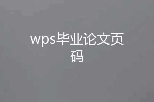 wps毕业论文页码
