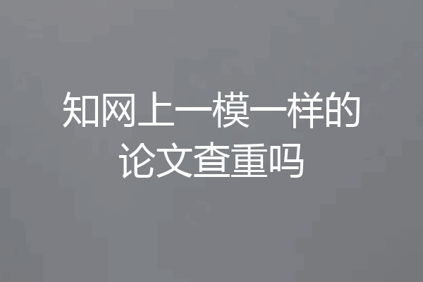 知网上一模一样的论文查重吗