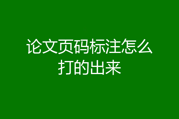 论文页码标注怎么打的出来
