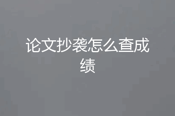 论文抄袭怎么查成绩