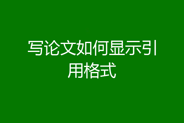 写论文如何显示引用格式