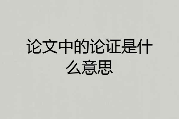 论文中的论证是什么意思
