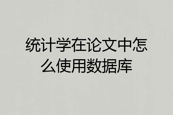 统计学在论文中怎么使用数据库