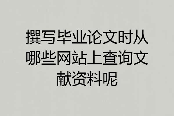撰写毕业论文时从哪些网站上查询文献资料呢