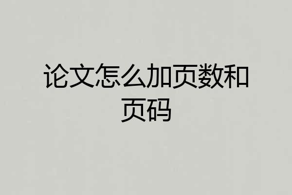 论文怎么加页数和页码