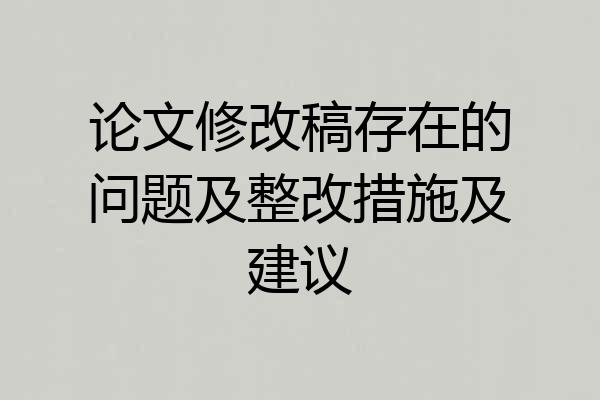 论文修改稿存在的问题及整改措施及建议