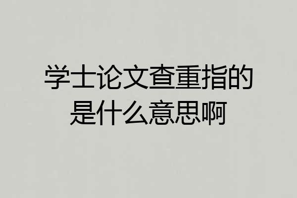 学士论文查重指的是什么意思啊