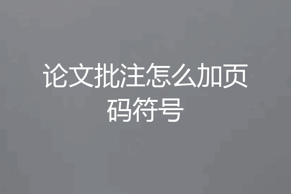 论文批注怎么加页码符号