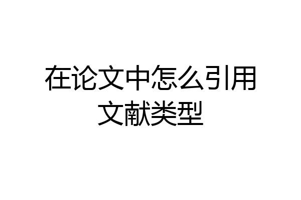 在论文中怎么引用文献类型
