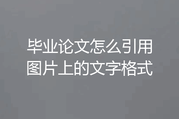 毕业论文怎么引用图片上的文字格式