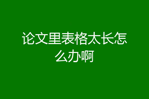 论文里表格太长怎么办啊