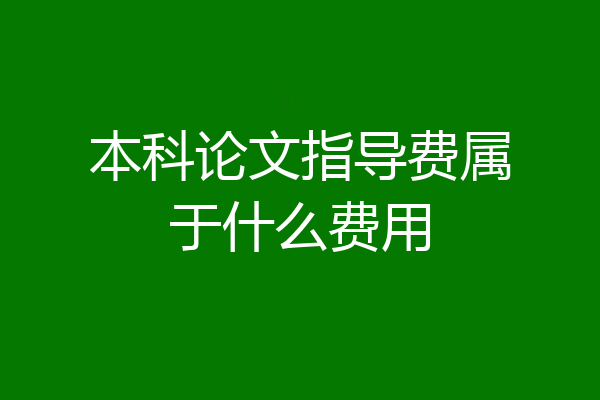 本科论文指导费属于什么费用