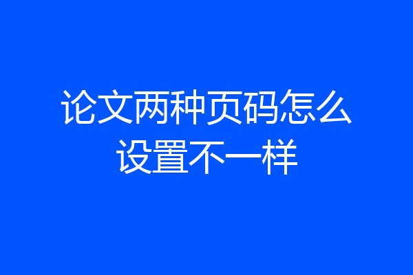 论文两种页码怎么设置不一样