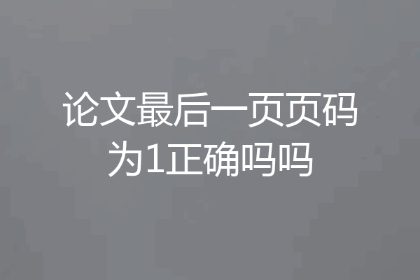 论文最后一页页码为1正确吗吗