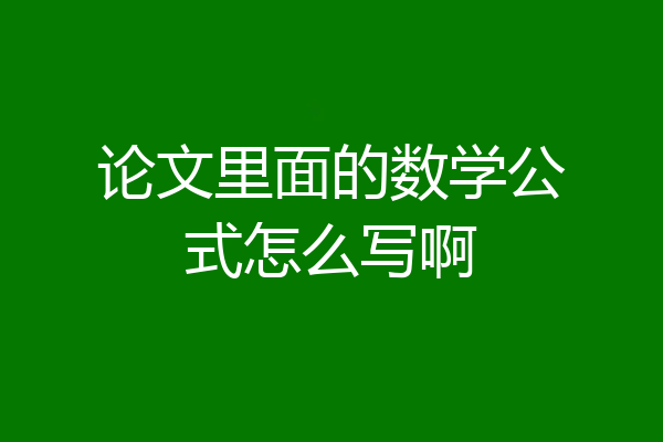 论文里面的数学公式怎么写啊