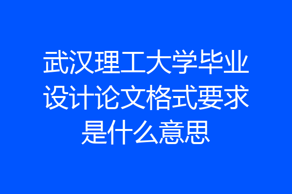 武汉理工大学毕业设计论文格式要求是什么意思