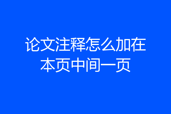 论文注释怎么加在本页中间一页