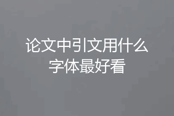 论文中引文用什么字体最好看