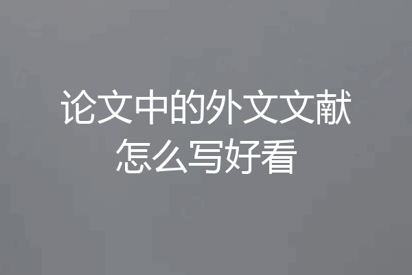 论文中的外文文献怎么写好看