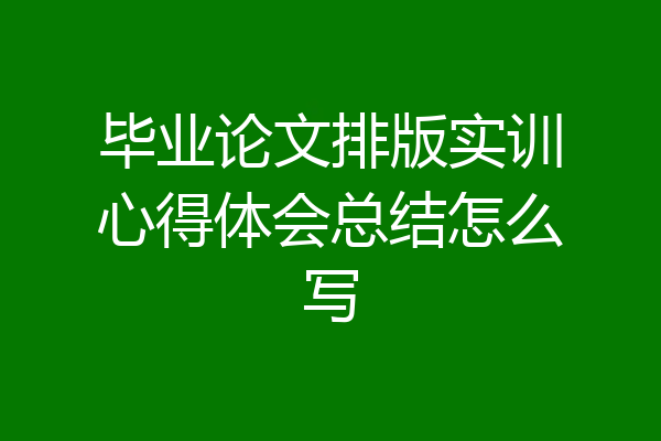 毕业论文排版实训心得体会总结怎么写