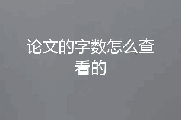 论文的字数怎么查看的
