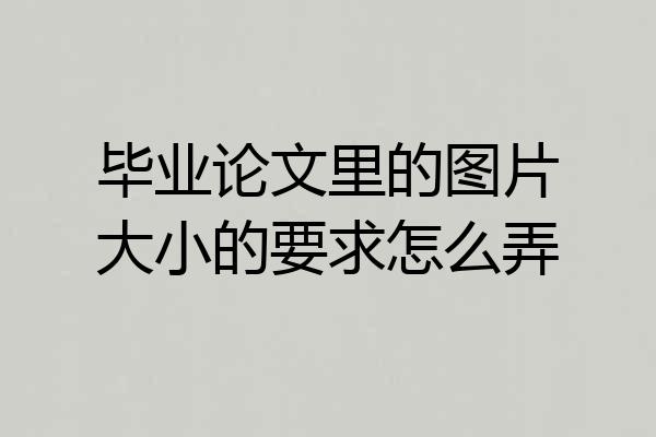 毕业论文里的图片大小的要求怎么弄
