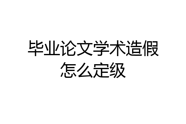 毕业论文学术造假怎么定级