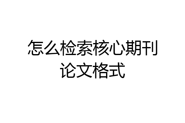 怎么检索核心期刊论文格式