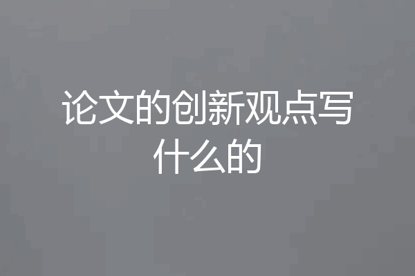 论文的创新观点写什么的