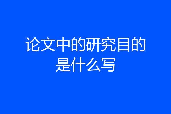 论文中的研究目的是什么写
